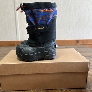 Columbia Kids Black and Blue Snow Boots
